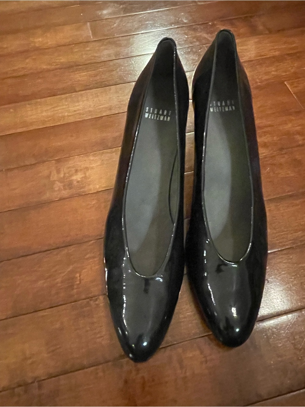 Stuart Weitzman Black Patent Leather Pointed Toe Pumps- 10.5